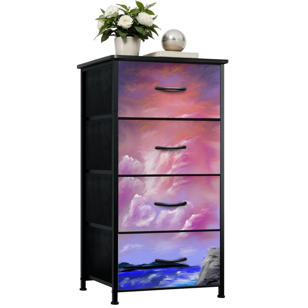 Cómoda de 4 cajones tono rosa cielo