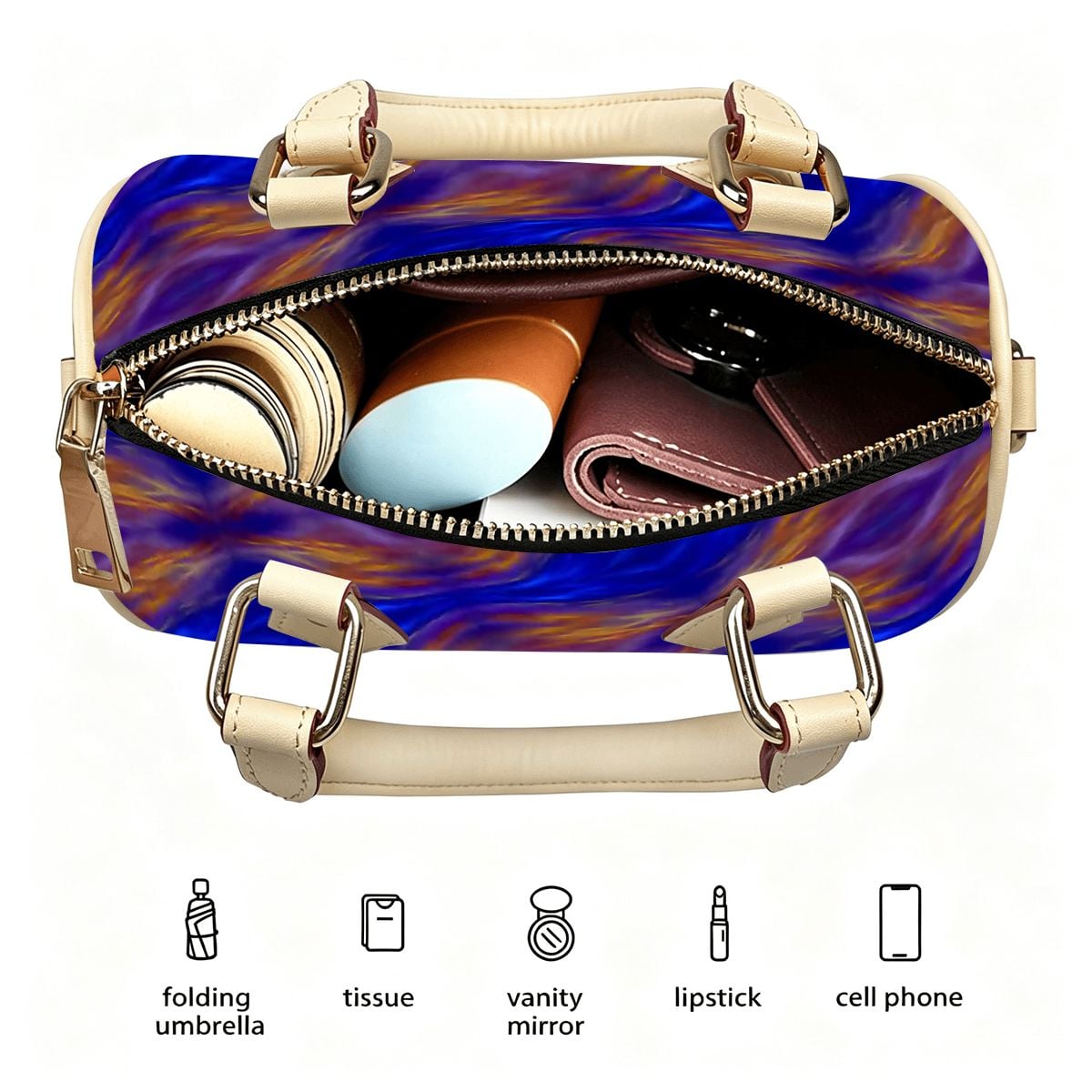 PU Leather Barrel Bag Waterproof Crossbody Handbag Blazen Revo design