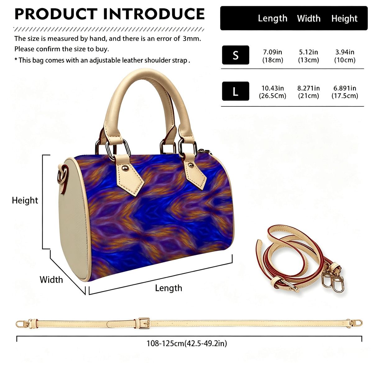 PU Leather Barrel Bag Waterproof Crossbody Handbag Blazen Revo design