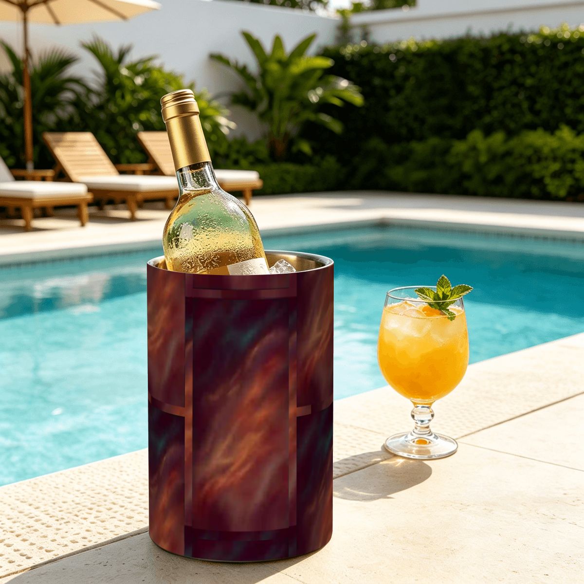 Stainless Steel Wine Chiller Red Velvet Design