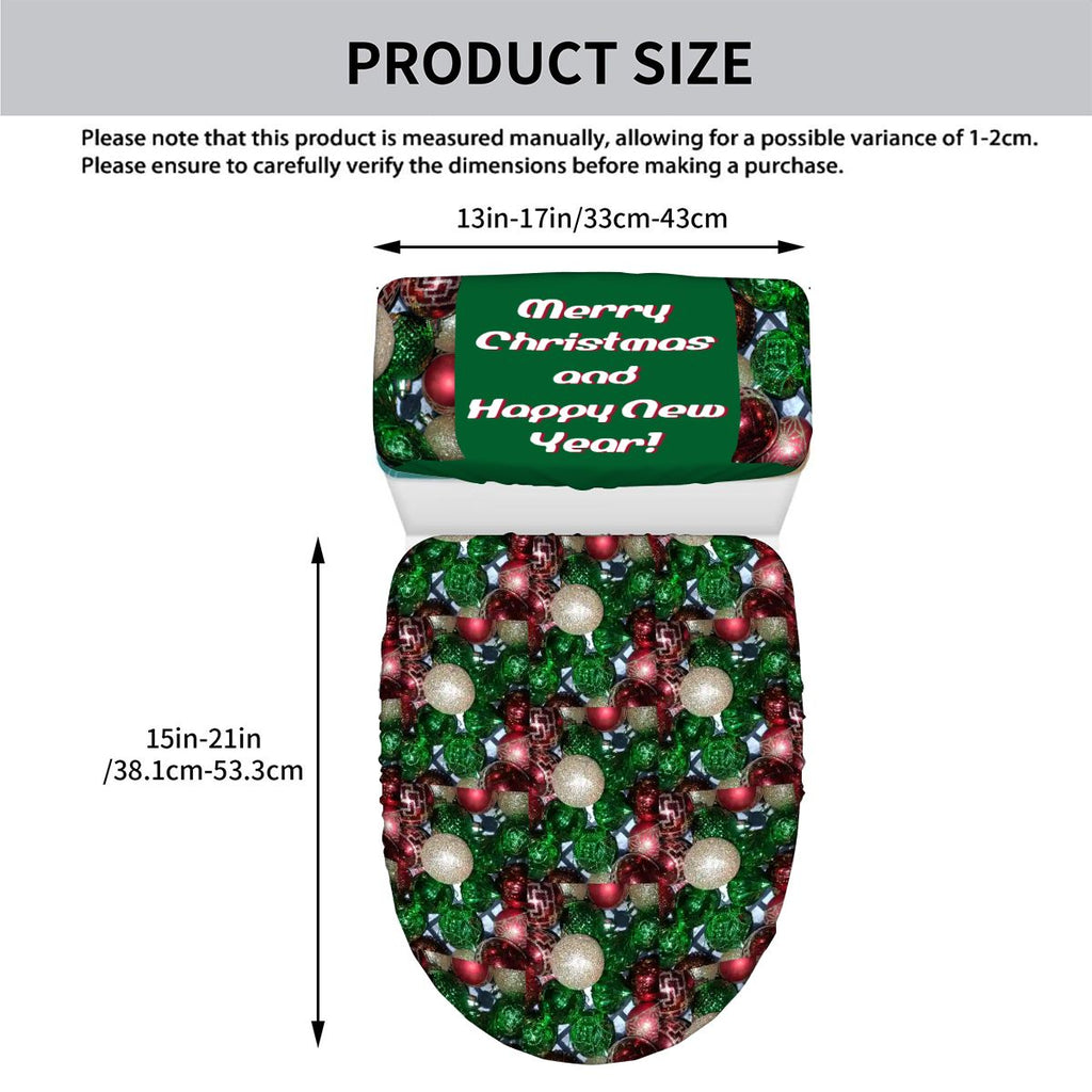 Juego de funda para tapa de inodoro y cubierta de tanque con diseño de adornos navideños "Happy Holidays"