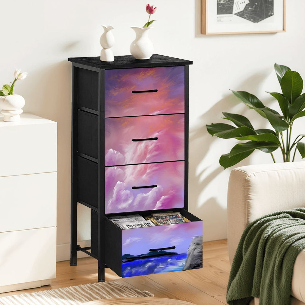 Cómoda de 4 cajones tono rosa cielo