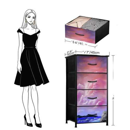 4 Drawer Dresser Pink Hue Sky