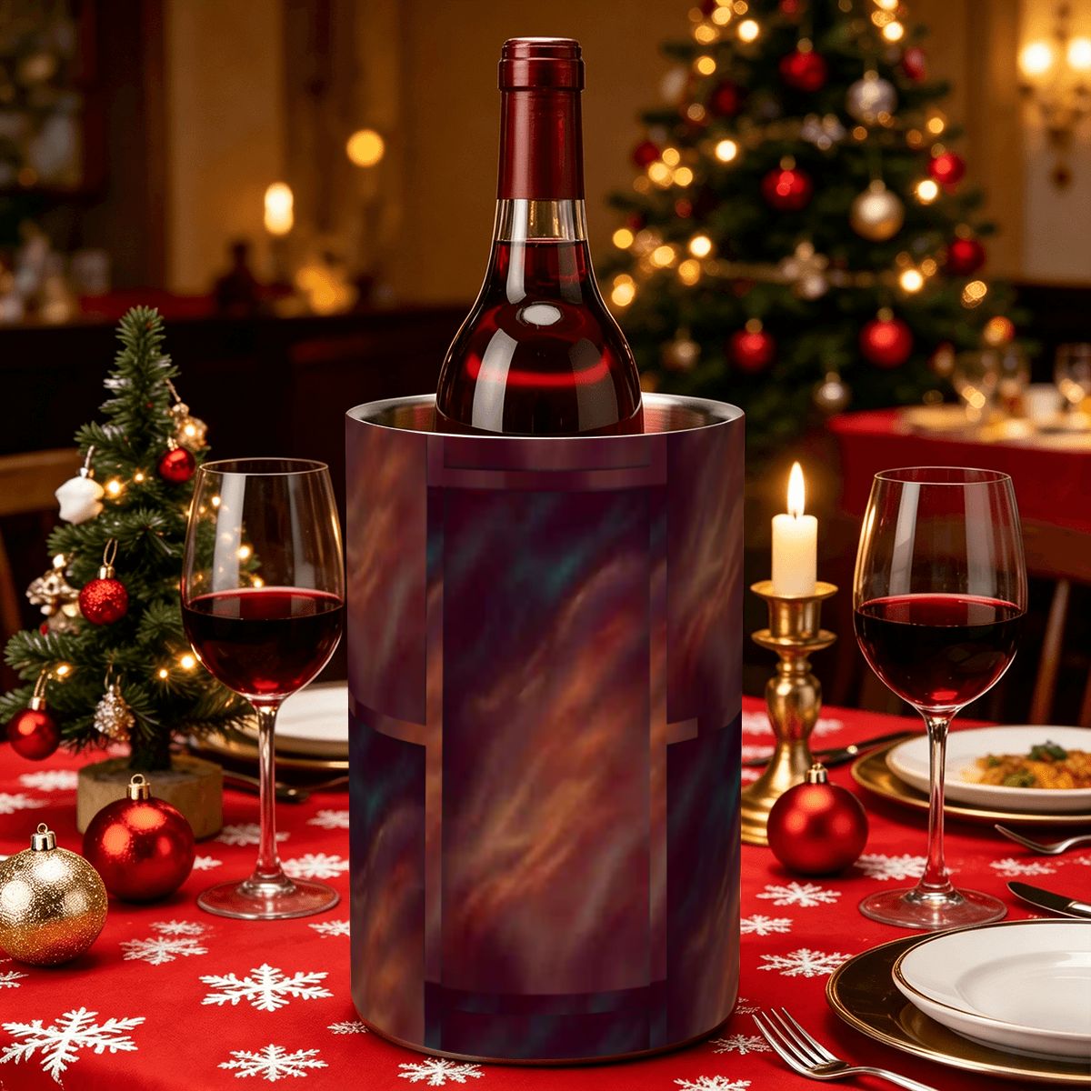 Stainless Steel Wine Chiller Red Velvet Design
