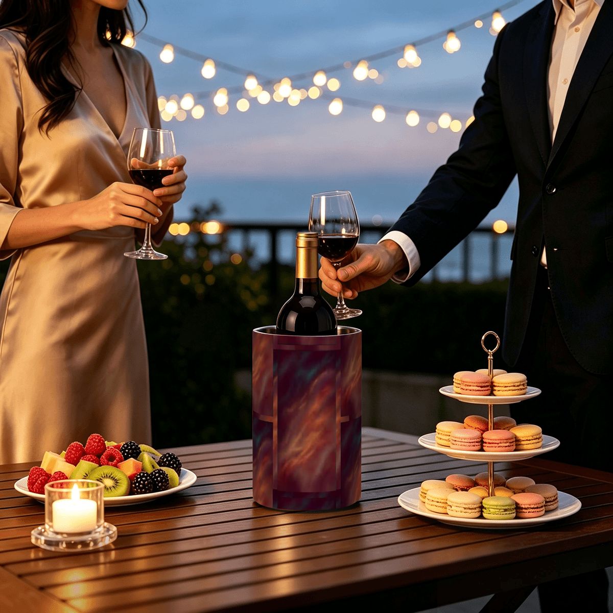 Stainless Steel Wine Chiller Red Velvet Design