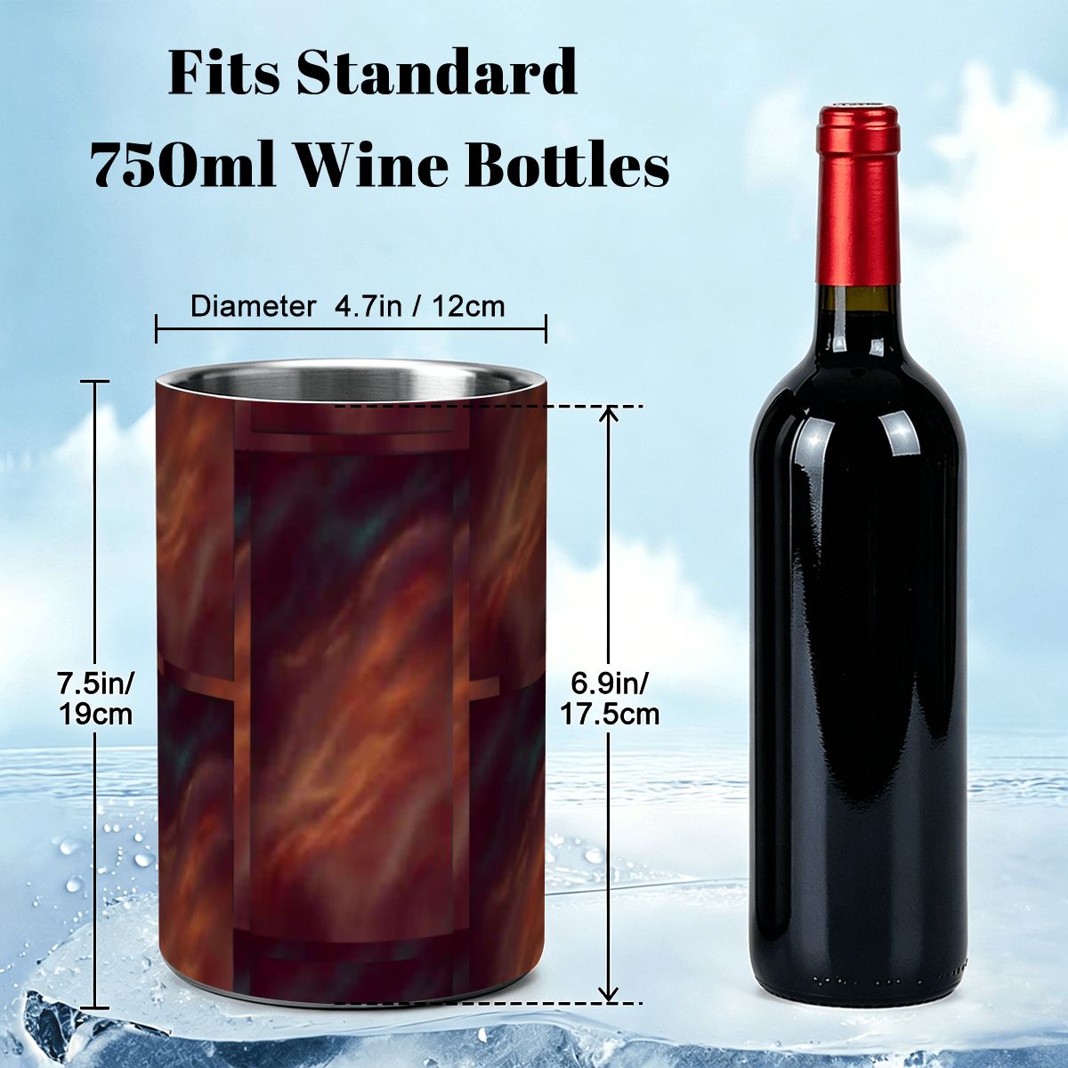 Stainless Steel Wine Chiller Red Velvet Design