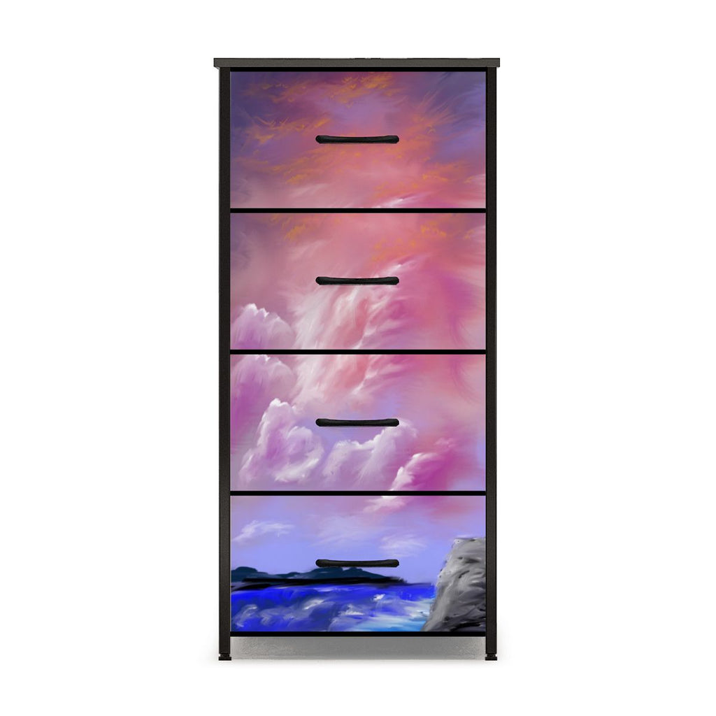 Cómoda de 4 cajones tono rosa cielo