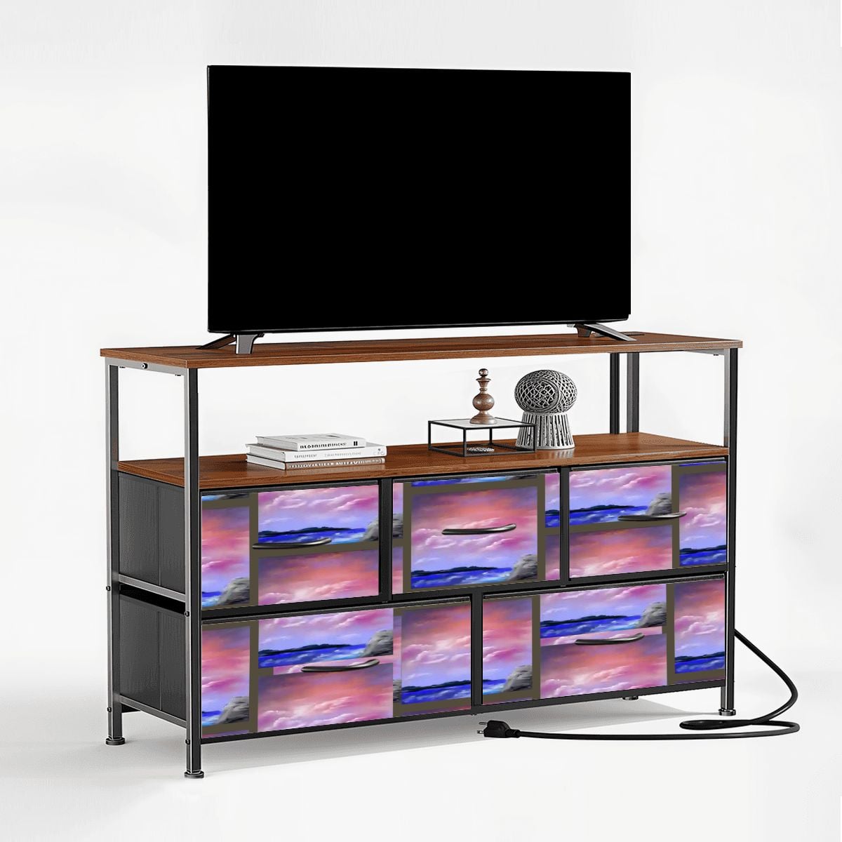 5 Drawer TV Stand Dresser Pink Hue Sky
